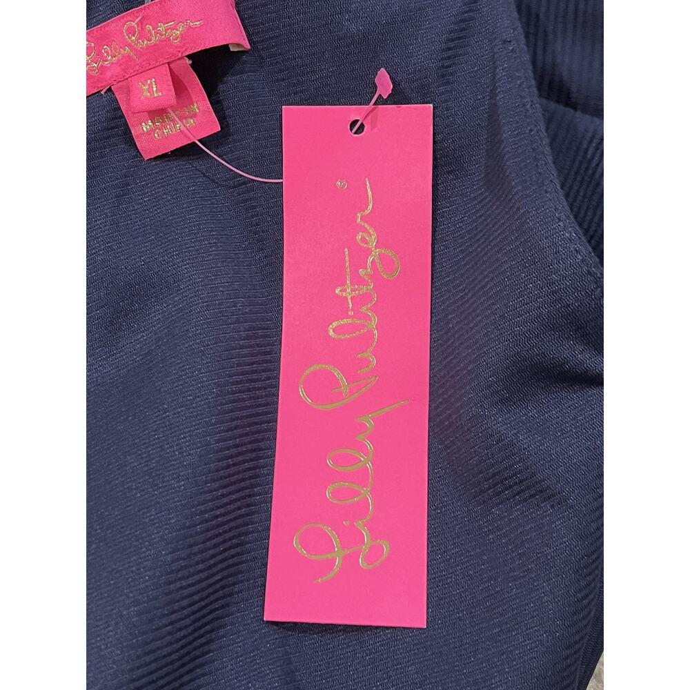 Lilly Pulitzer Callista Shift Dress Womens XL Navy Blue Embroidered Lace Mini - Picture 9 of 12